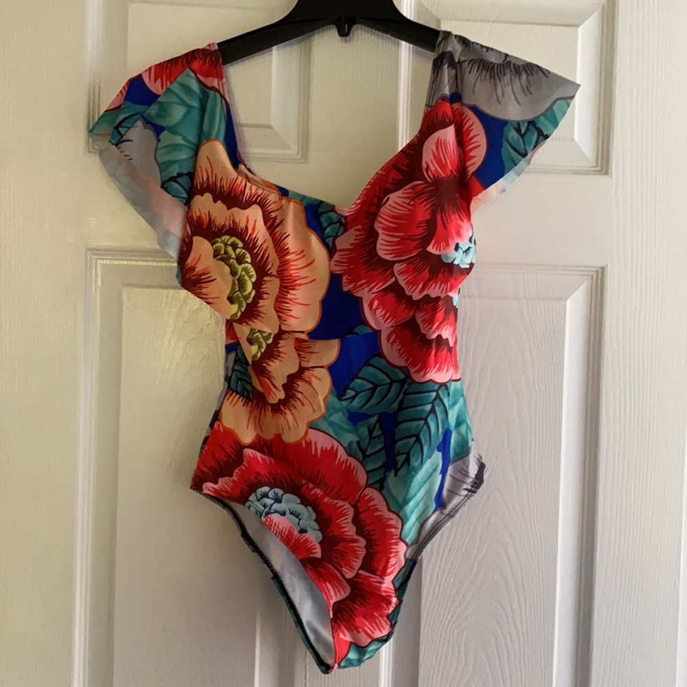 Colorful Off Shoulder One Piece Bathing Suit